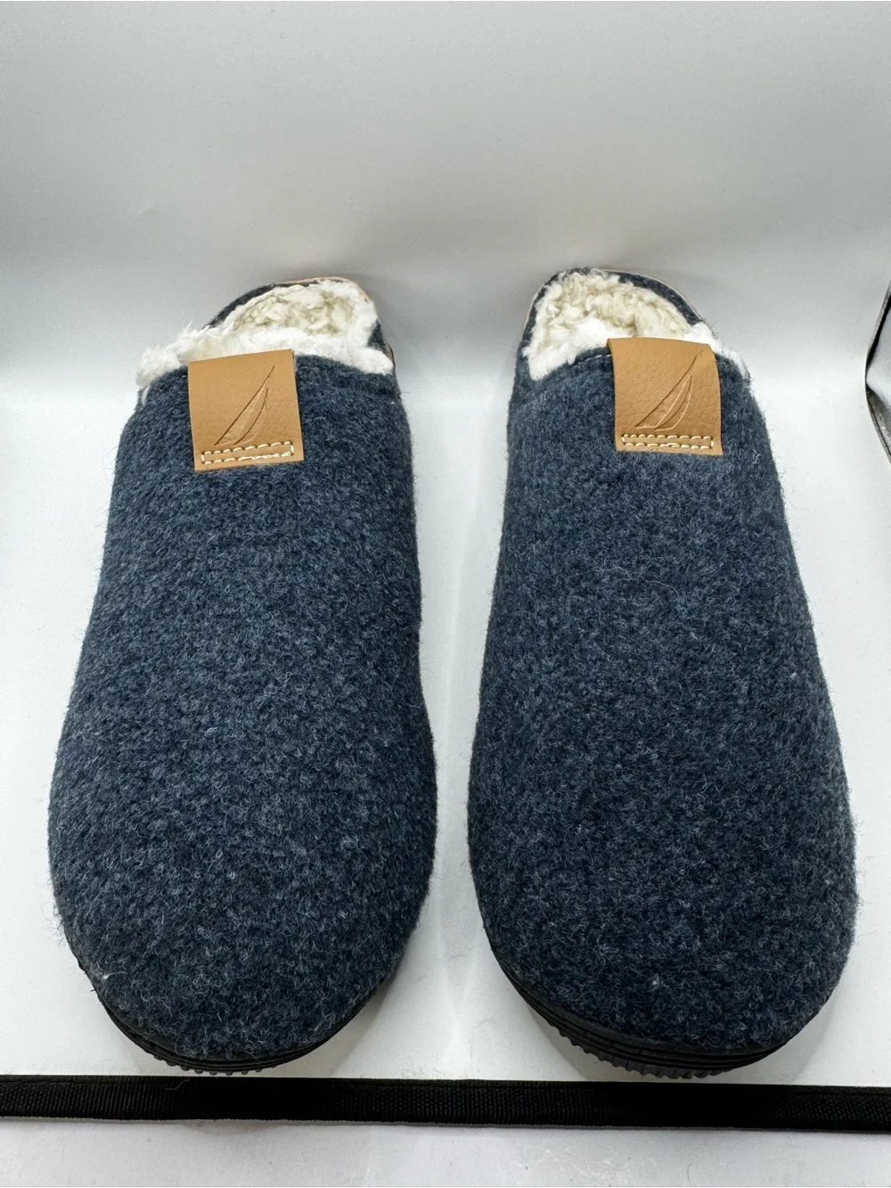 Nautica Men’s Dark Gray Slip-On Fleece Lined Slipper